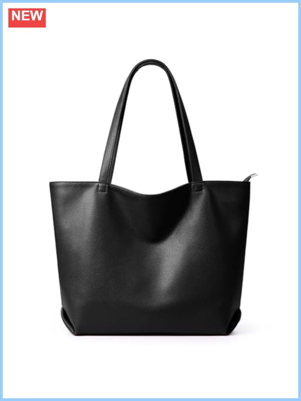 Large Vegan Leather Tote Bag Hobo Zipper Purse Shoulder Work Travel